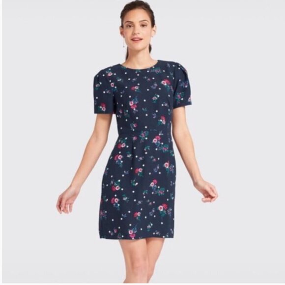 Draper James Bouquet Dot Floral Structured Sleeve Dress - Picture 1 of 10